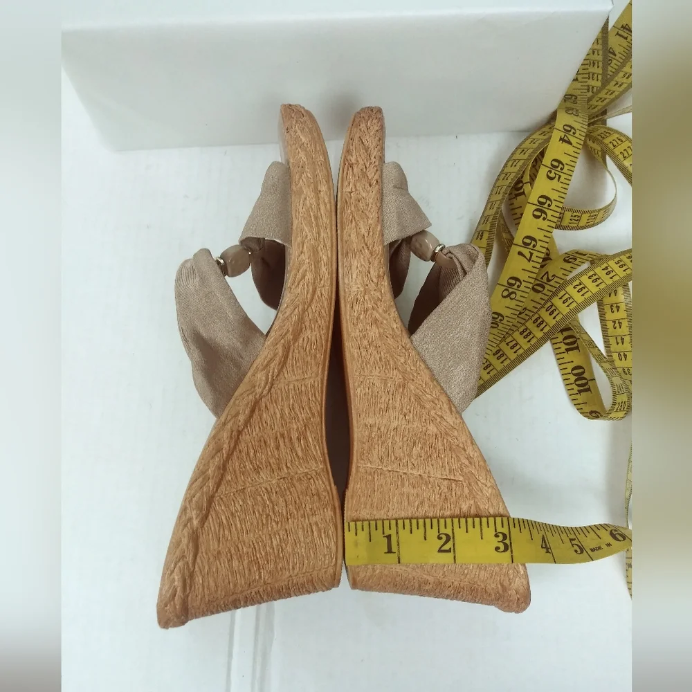 Italian ShoeMakers 10M Tan Sandal Slides Wedge Platform Shoes